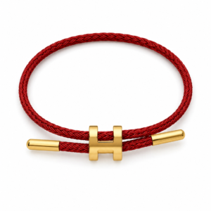 Червена гривна със златист елемент "Hermes"